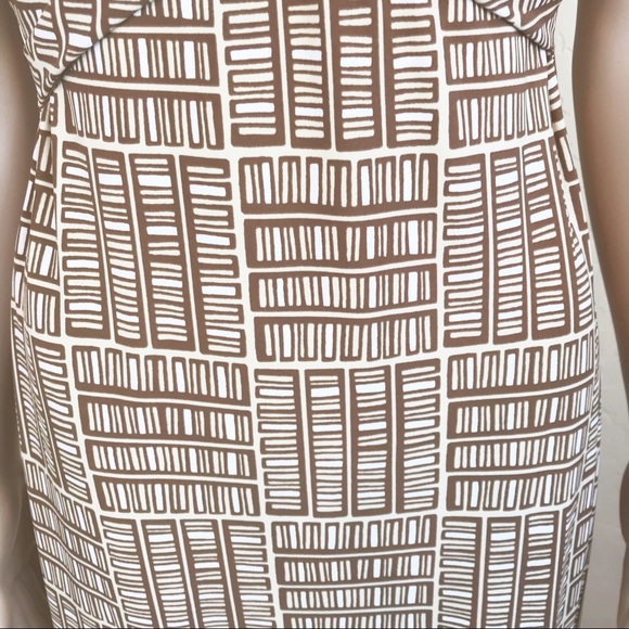 BCBG MAXAZRIA Neutral Brown & Tan Retro Geometric Sheath Dress - Picture 3 of 7
